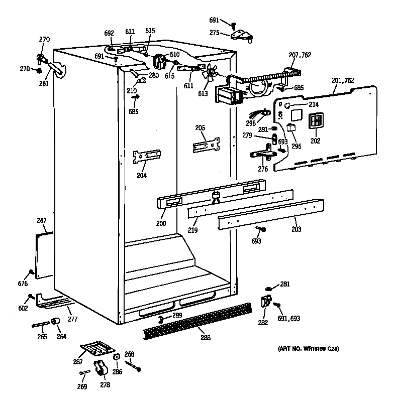 GE TBX18AABJRAA cabinet parts diagram