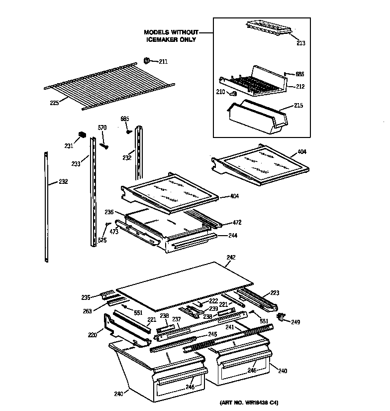 GE TBX18AABJRAA shelf parts diagram