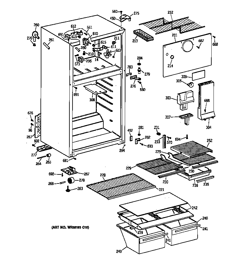 GE TBX14DABFRAA cabinet diagram