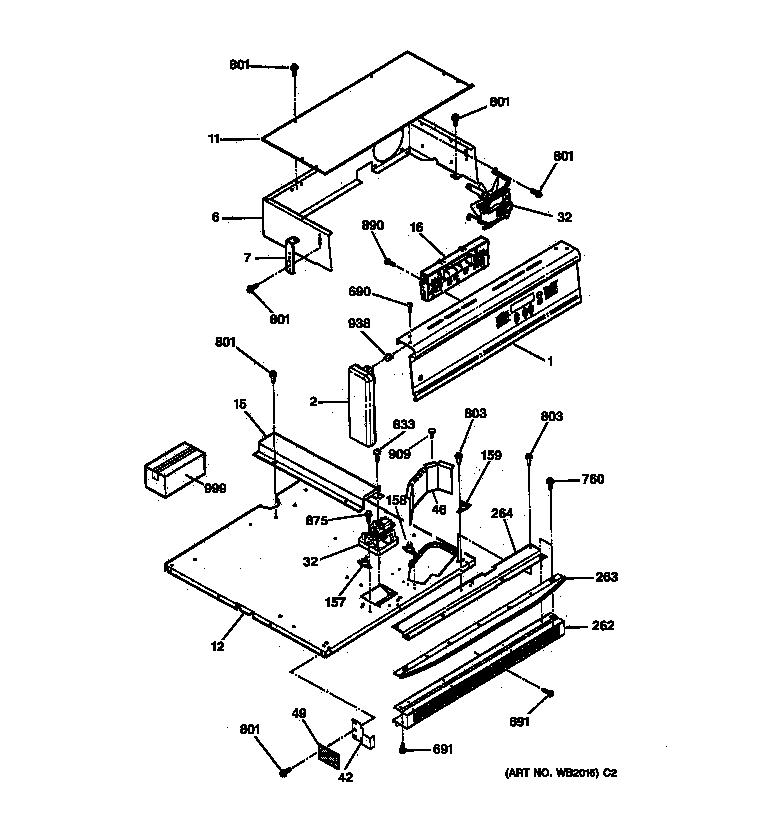 GE JGRP17BEW2BB control panel diagram