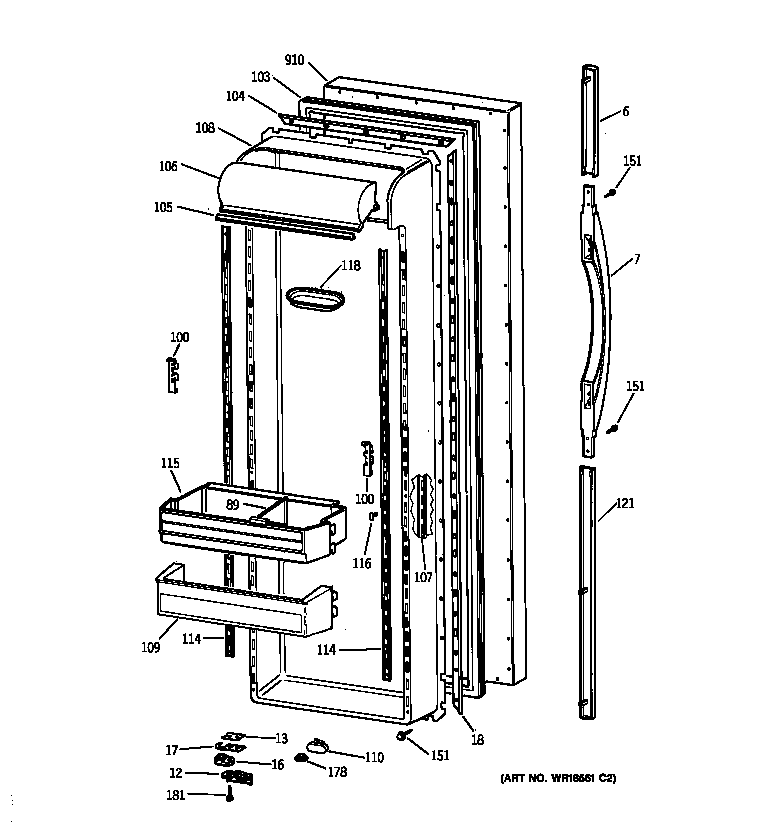 GE TFX27ZRBAAA fresh food door diagram