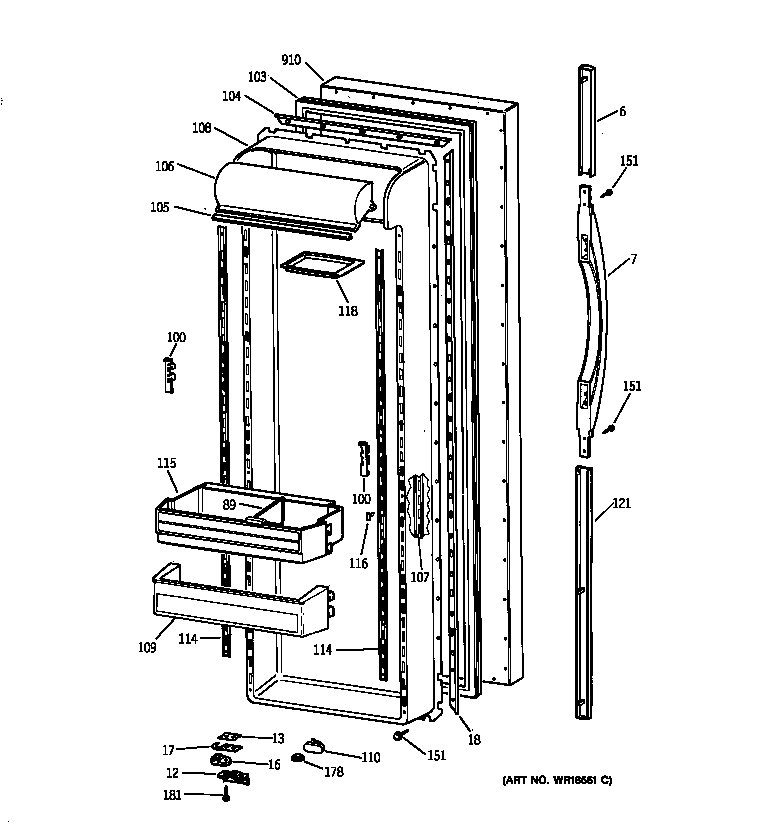 GE TFX27ZPBAWW fresh food door diagram