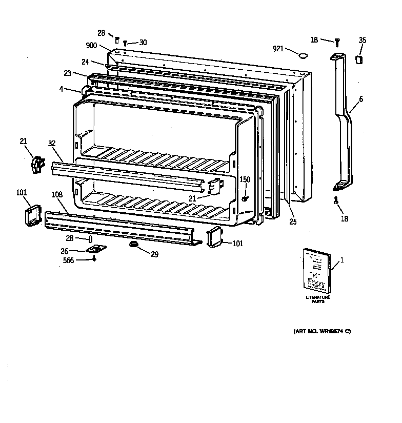 GE TBX19FIBBRAA freezer door diagram