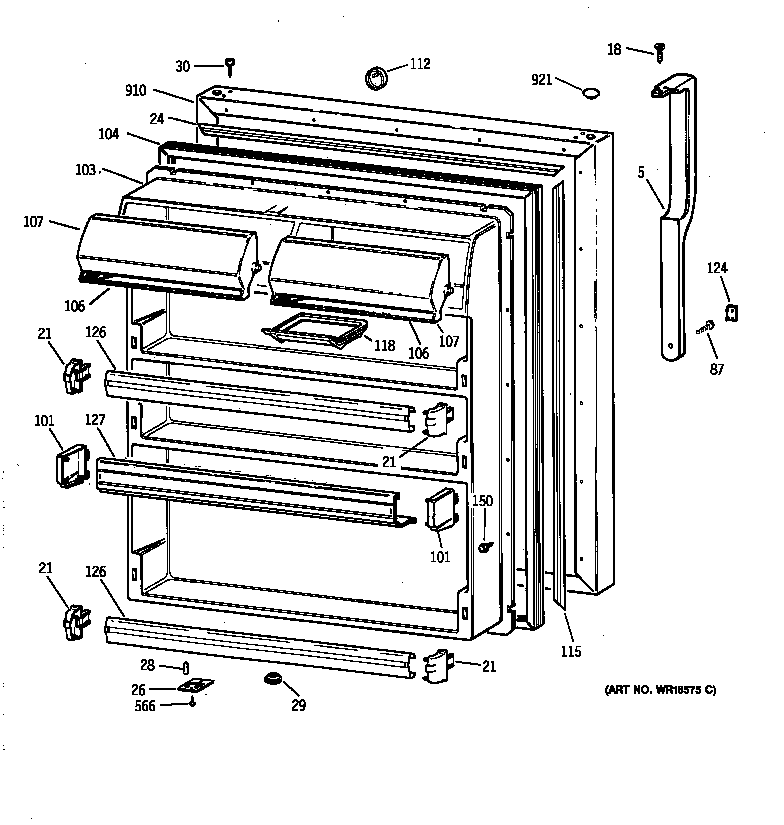 GE TBX19FIBBRAA fresh food door diagram