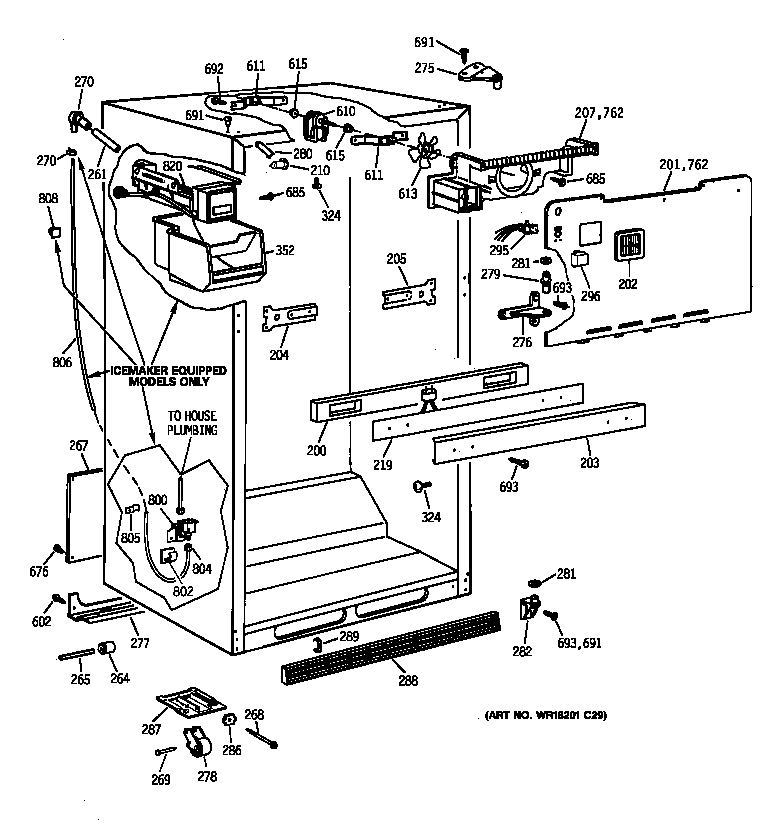 GE TBX19FIBBRAA cabinet parts diagram