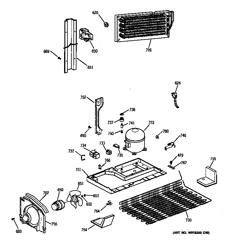 GE TBX19FIBBRAA unit parts diagram