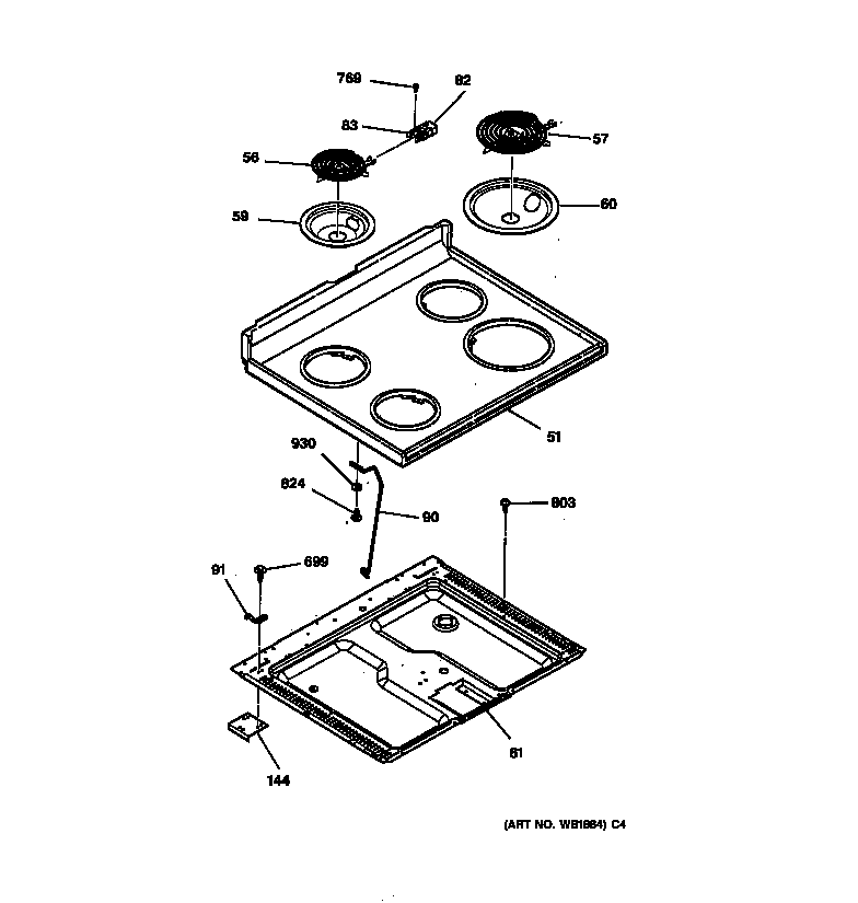 Hotpoint RB754PY2AD cooktop diagram