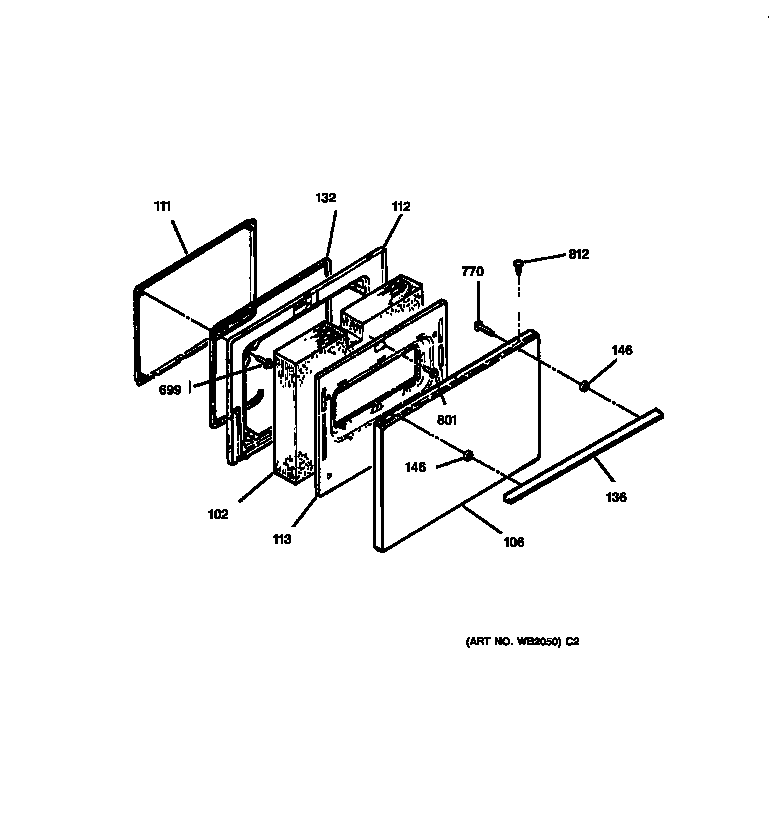 Hotpoint RB754PY2AD oven door diagram
