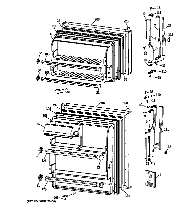 Hotpoint CTX14CAZJLWH doors diagram