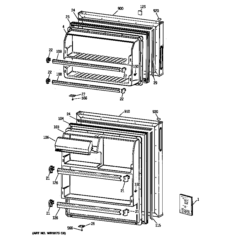 Hotpoint CTX14CYBFLAA doors diagram