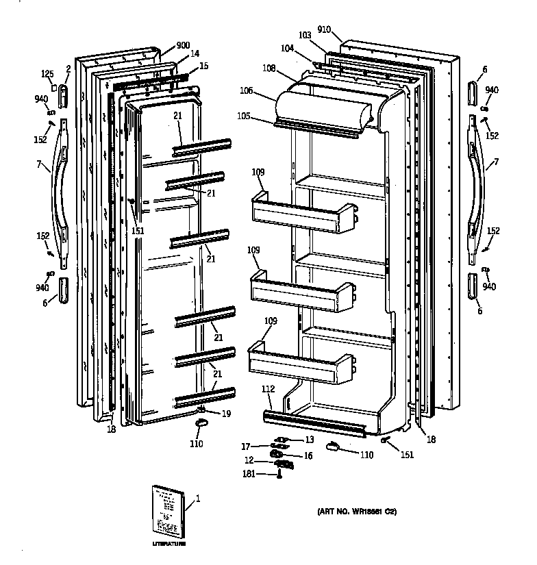 GE MSX20BABAWH doors diagram