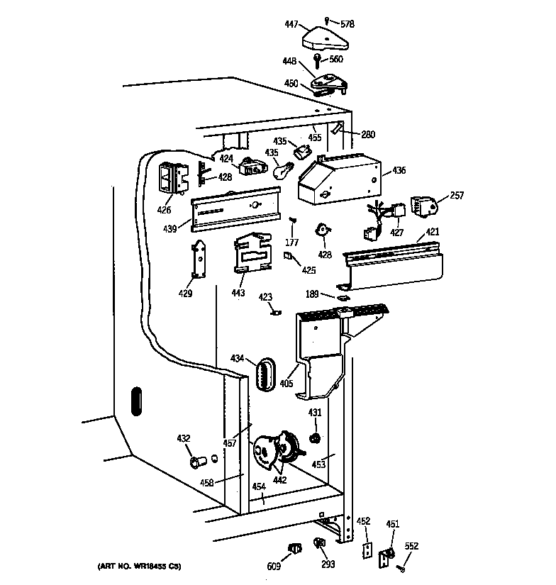 GE MSX20BABAWH fresh food section diagram