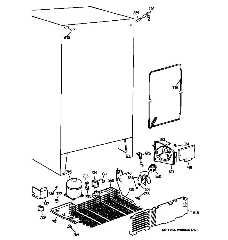 GE MSX20BABAWH unit parts diagram