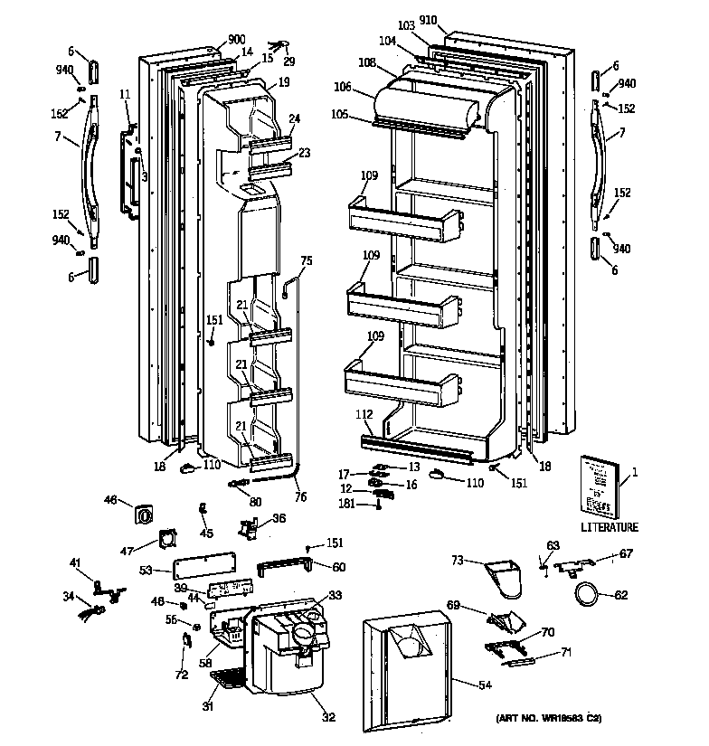 GE MSX22GRBAAA doors diagram