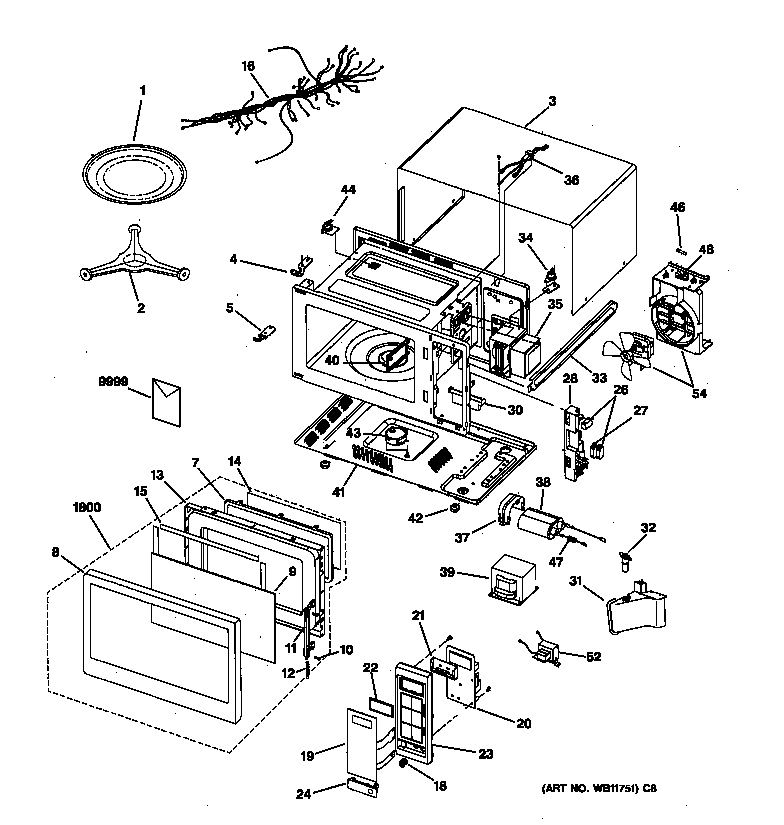 GE JE1640GA01 microwave diagram