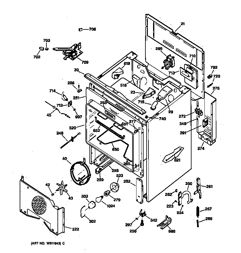GE JB960AY4 body parts diagram