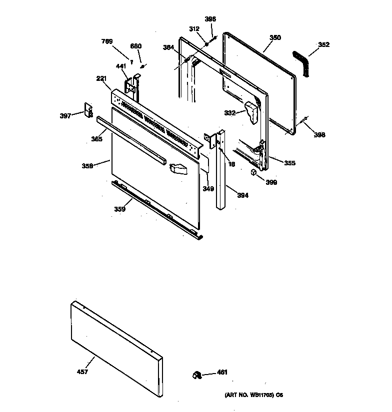 GE JBP60BY4WH door parts diagram