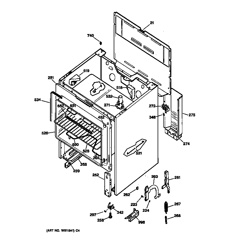 Hotpoint RB525V4 body parts diagram