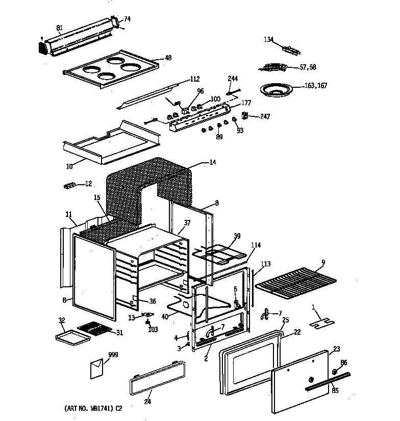 Hotpoint RA524W2 electric range diagram
