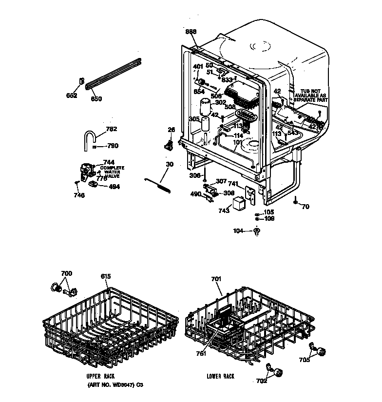 Hotpoint HDA1000Z02WH body parts diagram