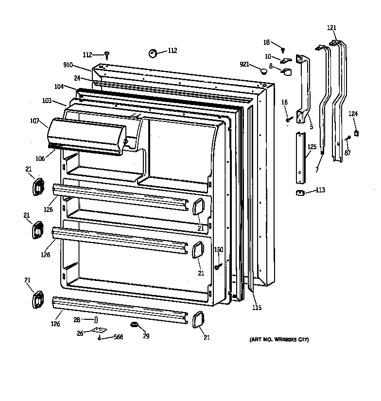Hotpoint CTX21HABLRWW fresh food door diagram
