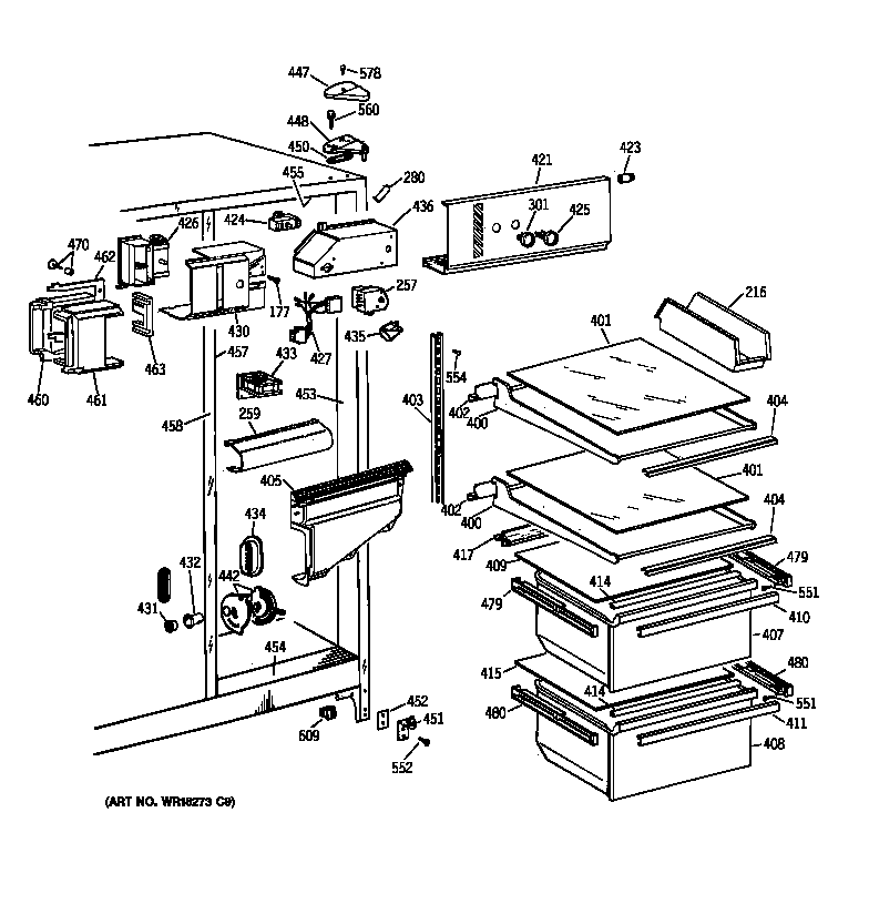 Hotpoint CSK20GABAAA fresh food section diagram