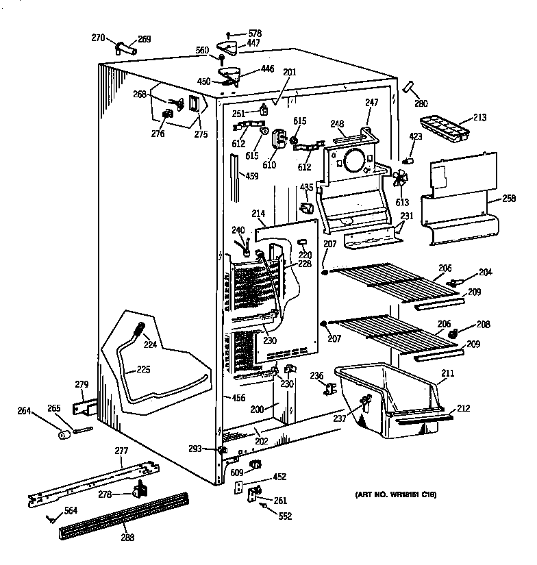 Hotpoint CST20KABAAD freezer section diagram