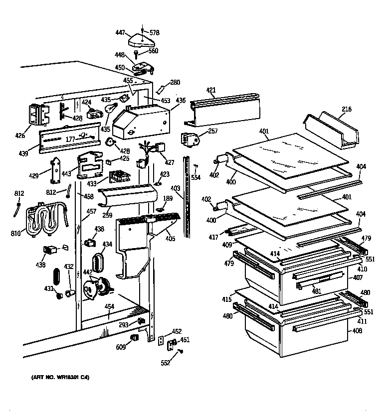 Hotpoint CST25GRBAAA fresh food section diagram