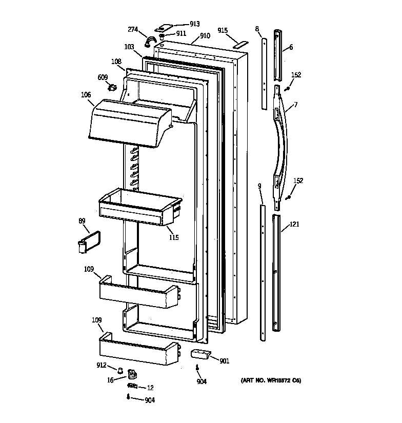 Hotpoint CSK28DRBAAA fresh food door diagram