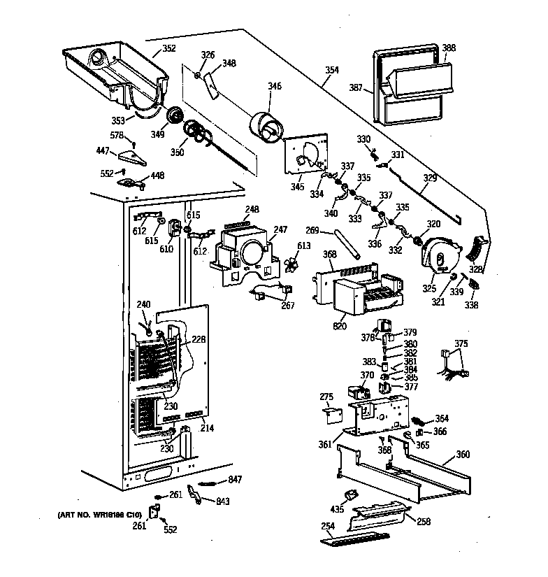 GE TPG24PFBAWW freezer section diagram