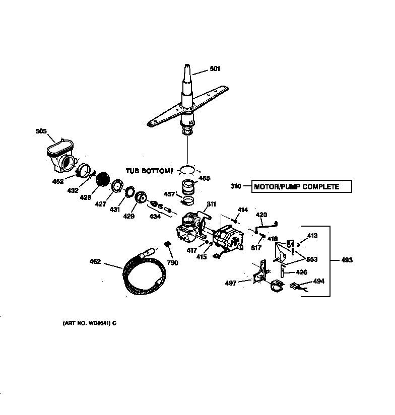 GE GSD3420Z02BB motor-pump mechanism diagram