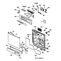 GE GSD4325Z02BB escutcheon & door assembly diagram