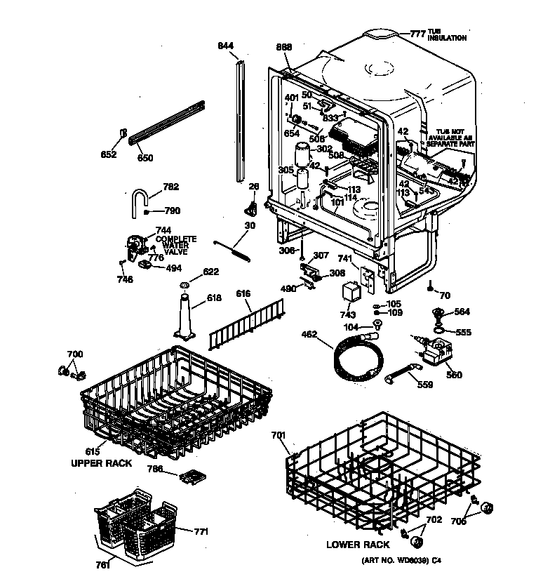 GE GSD4114Z02AA body parts diagram