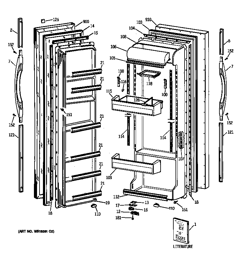 GE TFJ22JABAWW doors diagram