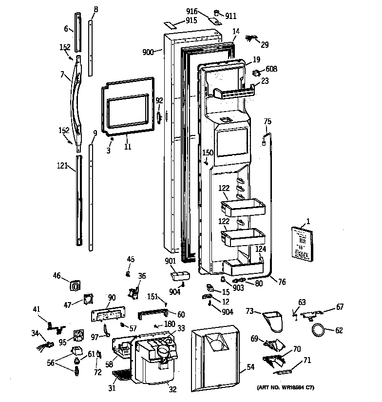GE TFJ28PFBAAA freezer door diagram