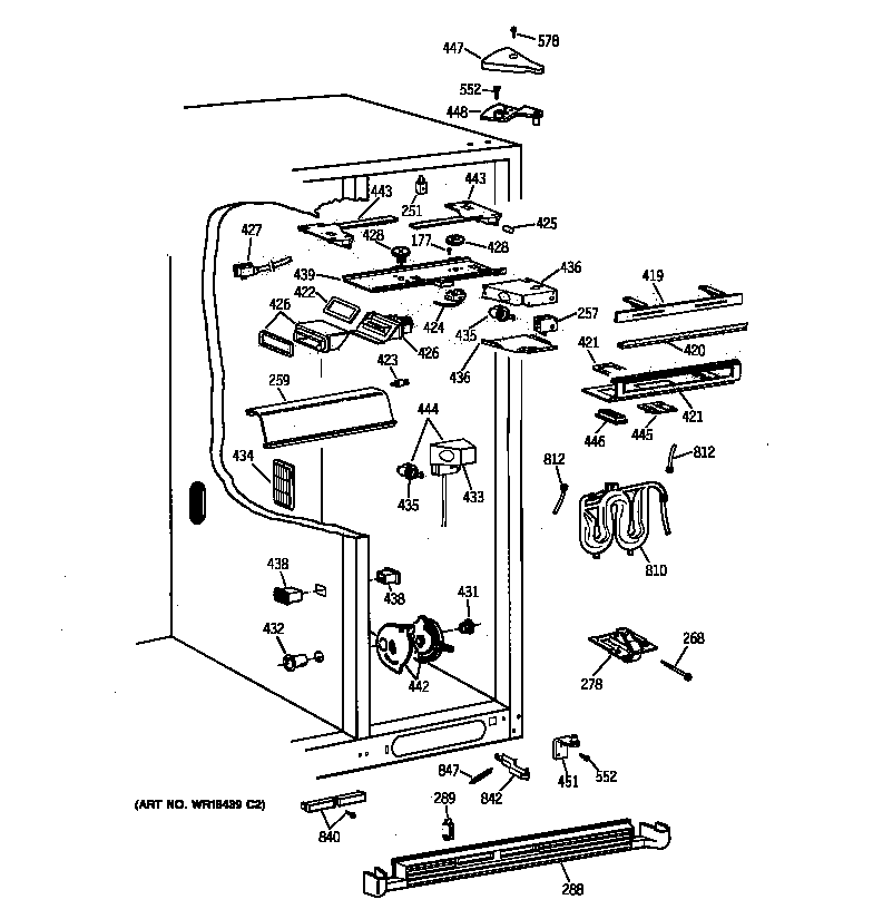 GE TFK28PFBAWW fresh food section diagram
