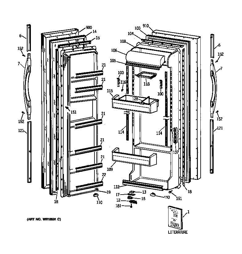 GE TFK22JABAAA doors diagram