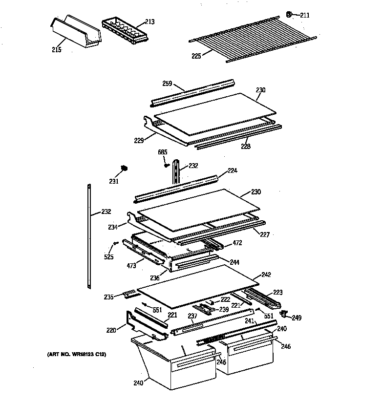 GE TBX21GABLRWW shelf parts diagram