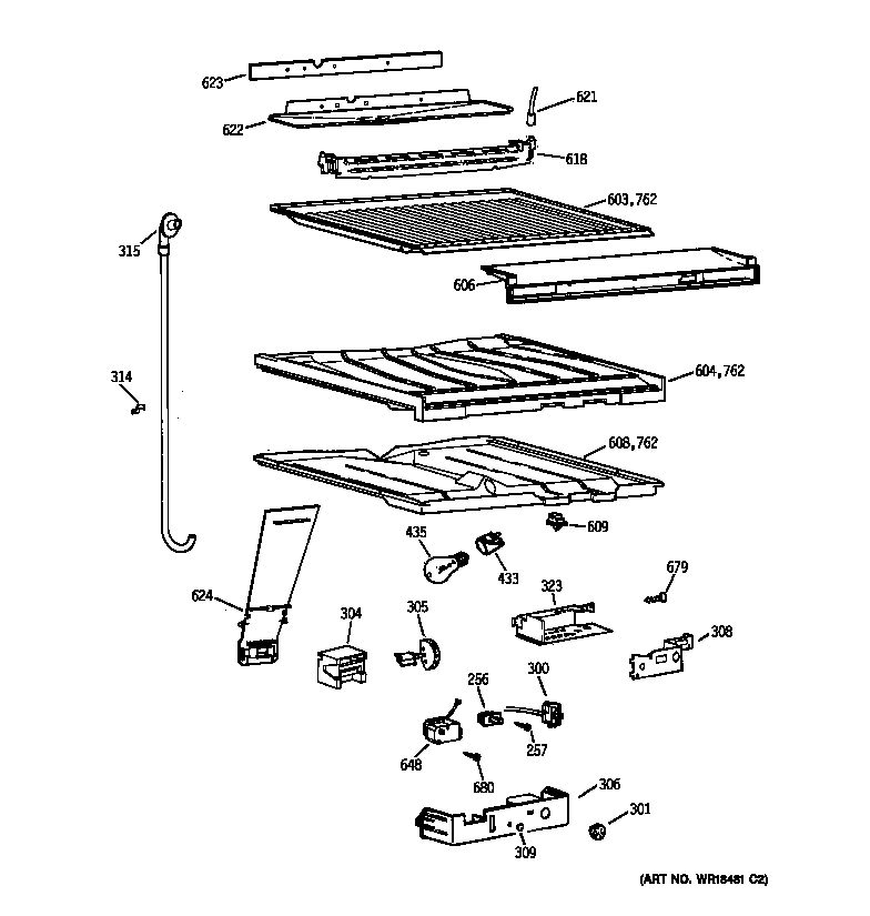 GE TBX21GABLRWW compartment separator parts diagram