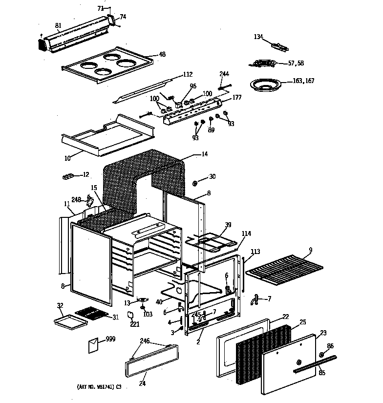 GE JAS02Y2 electric range diagram