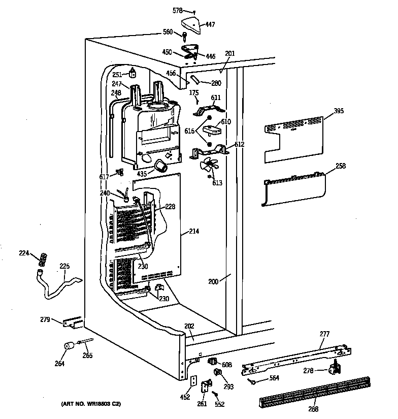 GE TFX22GRBAWW freezer section diagram