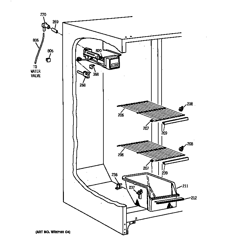 GE TFX22GRBAWW freezer section diagram