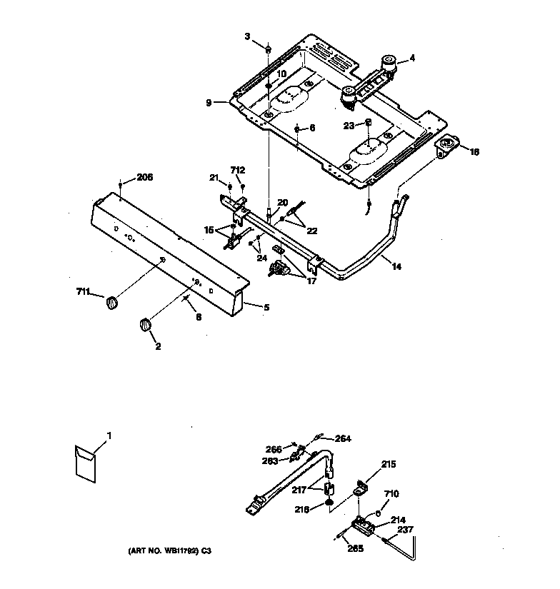 GE JGBS03PPA2WH gas & burner parts diagram