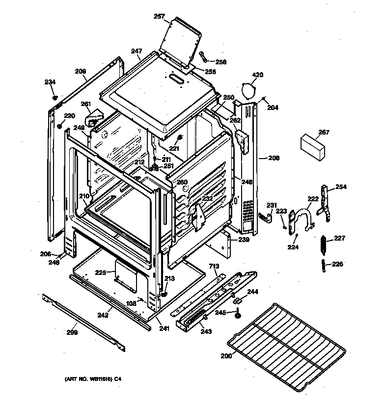 GE JGBS03PPA2WH body parts diagram