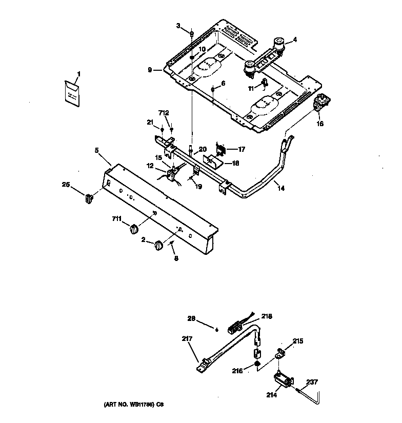GE JGBS15PEA2WH gas & burner parts diagram