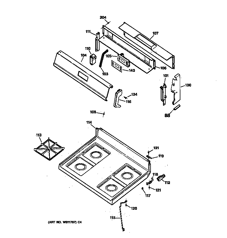 GE JGBS15PEA2WH cooktop diagram
