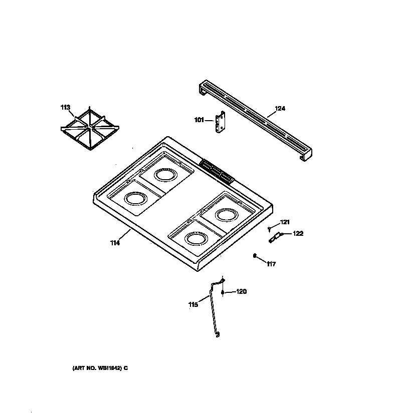 GE JGSS05BEA2BB cooktop diagram