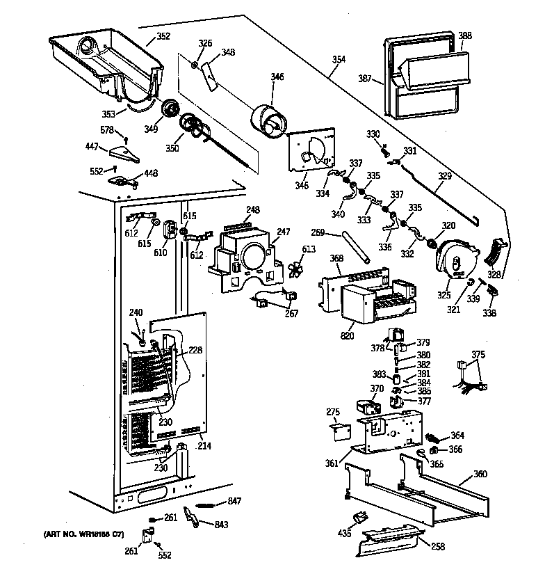 GE TPJ24PRBABB freezer section diagram