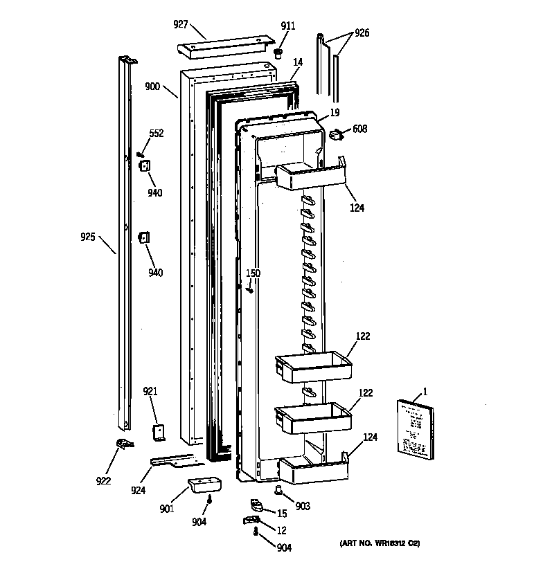 GE TPJ24BIBAWW freezer door diagram