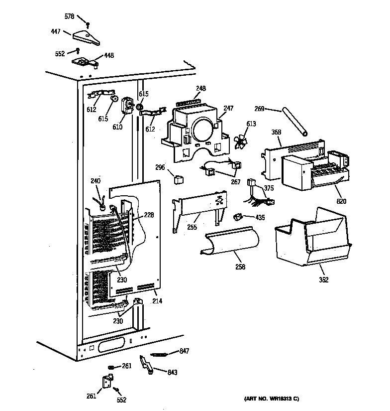 GE TPJ24BIBAWW freezer section diagram
